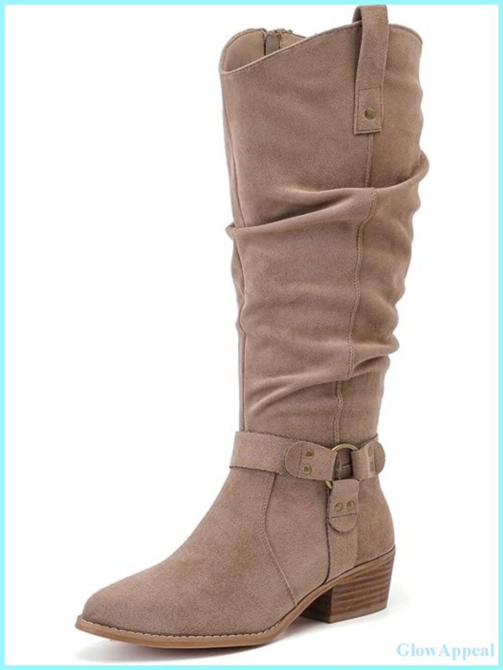 Women's Extra Wide Calf Knee-High Boots Faux Leather Low Block Heel
